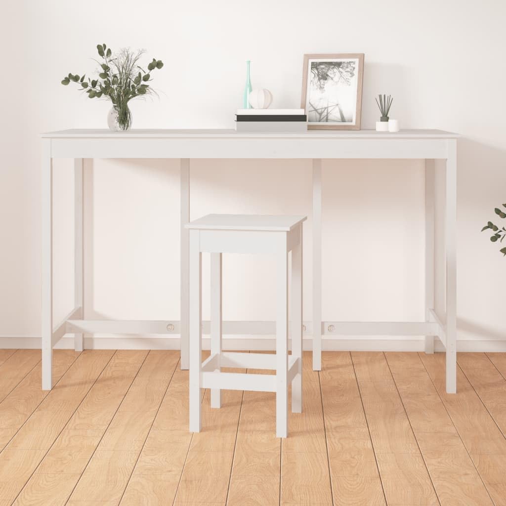 Tavolo da Bar Bianco 180x80x110 cm in Legno Massello di Pino | Mobile alto per cucina e soggiorno in legno naturale, ideale per aperitivi in famiglia e momenti conviviali.