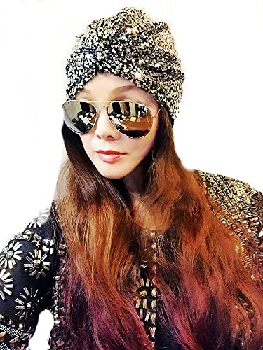 Silver Sequin Turban,Women Turban,Full 