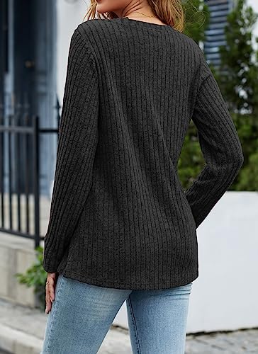 Image of Dimur Sweaters for Women Trendy 2025 Long Sleeve Shirts Ligheweight Sweatshirt Loose Fit Tunic Tops