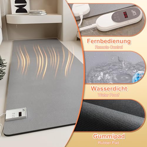 Tapis chauffant électrique imperméable et antidérapant 12h