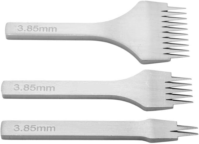 Leather Stitching Punch Set 2/5/10 Prong Lacing Stitching Punch Tool Set White Steel for Hole Punching(3.85mm)