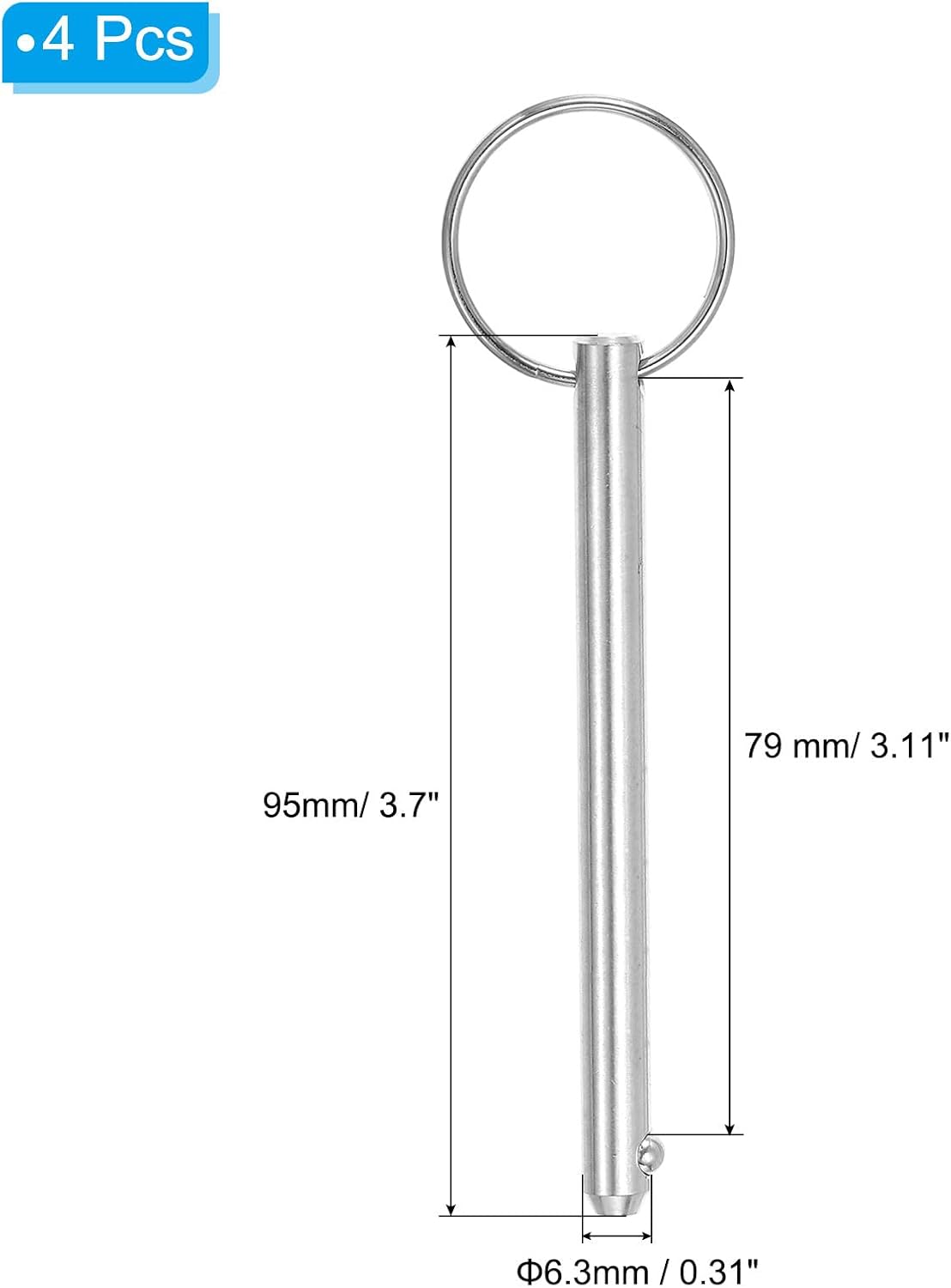 PATIKIL 316 Stainless Steel Quick Release Pins Bimini Top Pin Boat Marine Hardware for Deck Boat Bimini Top