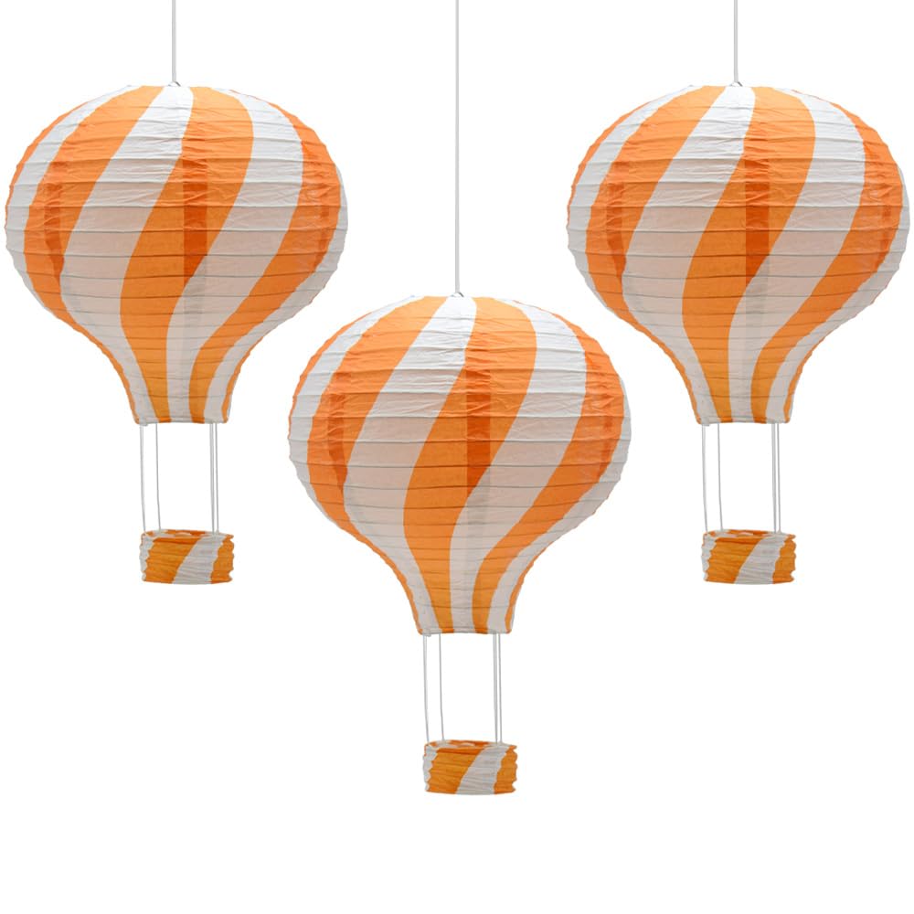Hocansen 3Pcs Hot Air Balloon Paper Lanterns 30cm Hanging Paper Lantern Lampshade Craft Decoration for Party Home Wedding (RQ-DL/Orange)