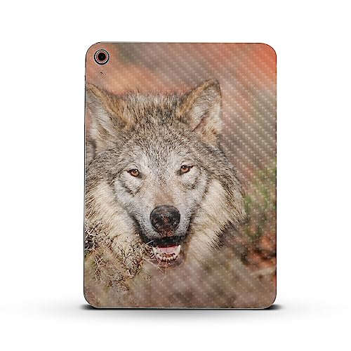 Image of MightySkins Carbon Fiber Skin Compatible with Apple iPad 10.9 inch 10th Gen (2022) Full Wrap Kit - Happy Wolf | Protective, Durable Textured Carbon Fiber Finish | Easy to Apply | Made in The USA
