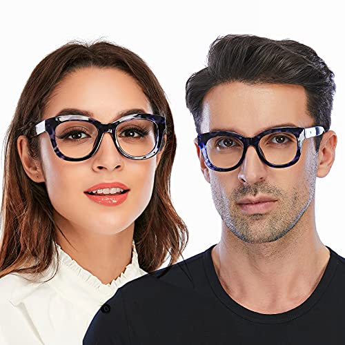 DOOVIC Occhiali Luce Blu Grandi Rotondi Blu