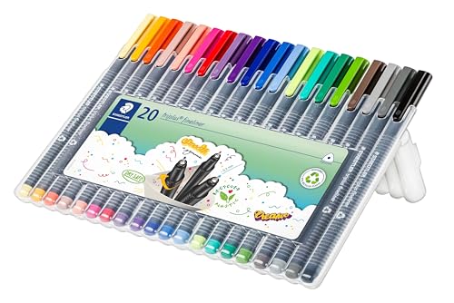 Miniatura 2 de STAEDTLER triplus fineliner 334 – 20 colores, 0,3 mm, triangular | Rotuladores finos triangulares, tinta DRY SAFE al agua – cuerpo ergonómico – Art.-Nr. 334 SB20