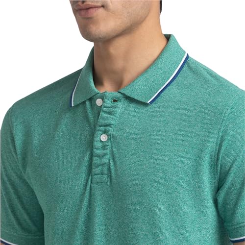 Image of Colorplus Tailored Fit Medium Green T-Shirt for Men