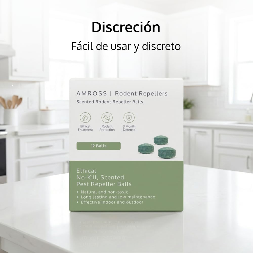 Ahuyentador de Ratas – Control de plagas Humano a Base de Plantas con 90 días de protección para Uso en Interiores y Exteriores – Activado con aceites de Menta, limón y Jengibre (12 Piezas)