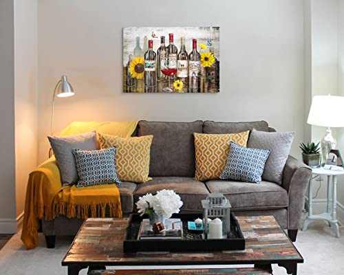 Canvas Wall Art Kitchen Wall Decor Dining Room Sunflower Decor Modern Farmhouse Decor Wine Bar Prints 36" X 24" Paintings Wall Decorations For Living Room Home Office Pictures Large Artwork For Walls #TOP2