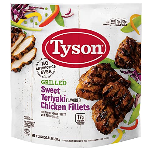 Gourmet Kitchn Tyson Grilled Sweet Teriyaki Flavored Chicken Fillets Fully Cooked (Pack Of 3, 56 Oz Each, 10.5 Lbs Total) - Frozen Meal Ready In Minutes - Asian Inspired Dish #TOP1
