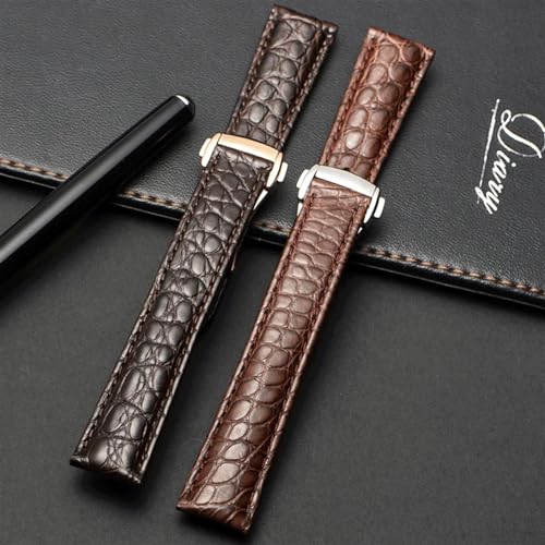 Bracelet montre cuir véritable crocodile KLVN 19 mm 20 mm 21 mm pour Omega Seamaster Speedmaster - 6