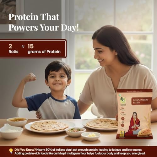 Image of Asmita Organic Farms Khapli Wheat Flour 1kg | Low GI Emmer Wheat Atta | 100% Natural, High Fiber, Protein-Rich | Stoneground, Freshly Milled, Preservative-Free | Easy to Digest | Pack of 1