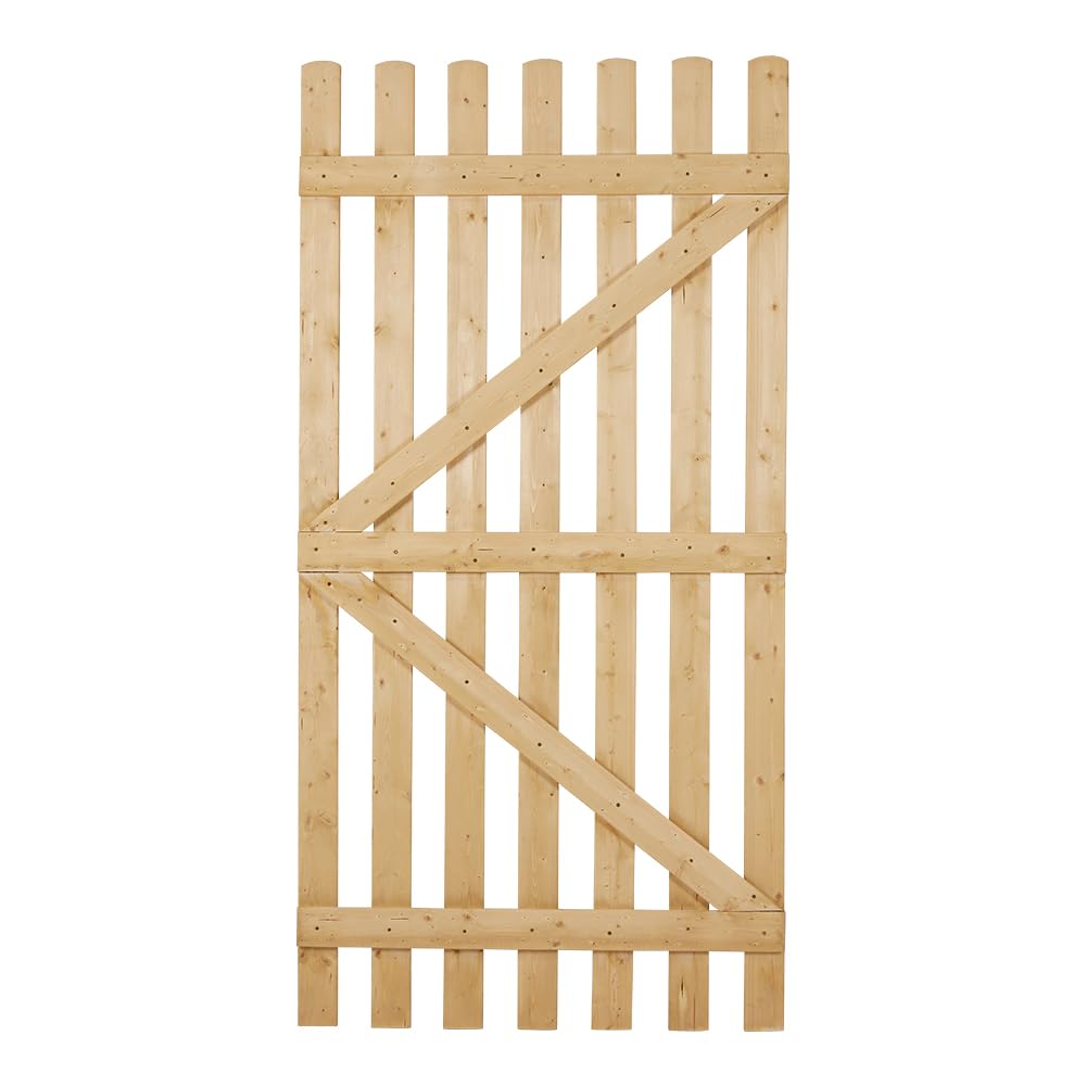 INMOZATA Garden Gate Wooden Pedestrian Gate with Gate Lock and Hinge, 3ft Wide x 6ft High (90cm Wide*180cm High) โ image 1