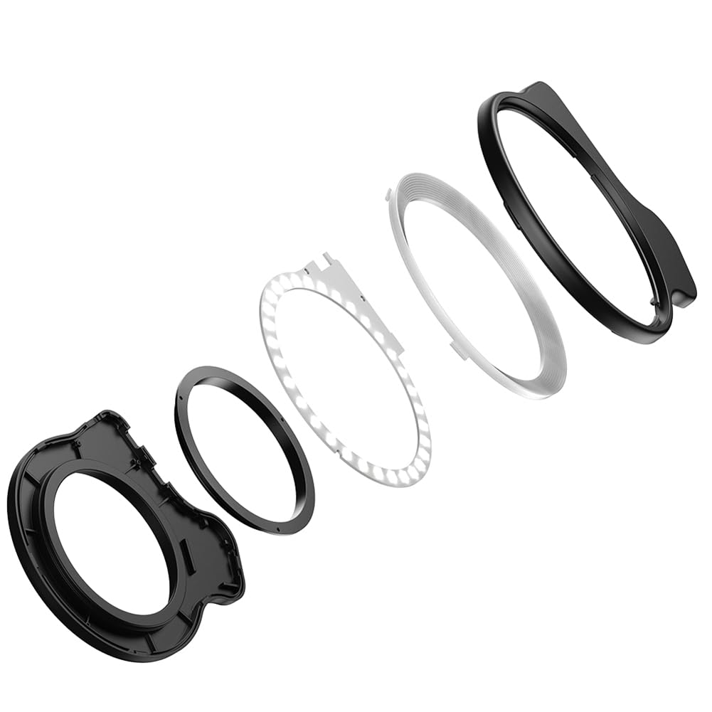 Objectif Macro, Lumière Annulaire de Remplissage, Ring Light, 3 Couleurs, 5 Niveaux, 2700k-6500k, 32 LED, 45 Effets D'Éclairage pour Filtres de 37 Mm/52 Mm.