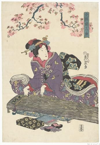 Pintura famosa lienzo Abeja con Koto de Keisai Eisen cuadro salon 60x90cm