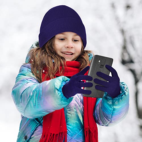 Cooraby KB3289 6 Pack Kid'S Winter Beanies Hat Full Fingers Gloves Set Skull Winter Caps Stretchy Gloves thumb #5