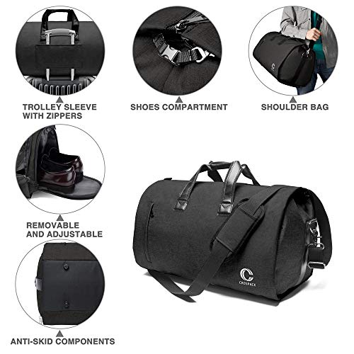 ACSTEP Travel Suit Bag,Garment Bags for Travel,45L Convertible Suit Bag for Men Women,Waterproof Duffle Shoulder Garment Bags, Black