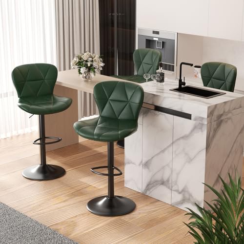 Nalupatio Modern Bar Stools Set of 4, Adjustable Faux Leather