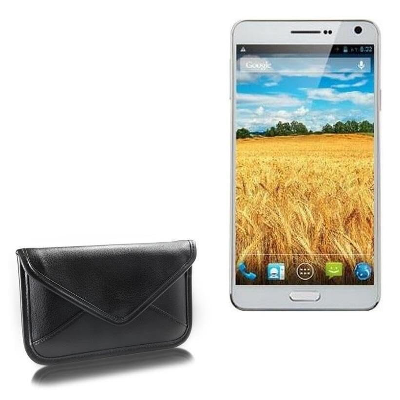 BoxWave Case Compatible with Mlais MX69 - Elite Leather Messenger Pouch, Synthetic Leather Cover Case Envelope Design - Jet Black