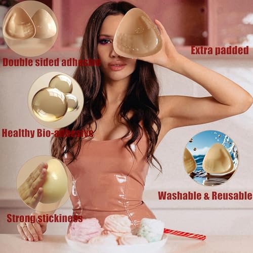 Double Sided Sticky Bra Inserts,Adhesive Bra Insert Push Up Breast Bikini Pads Invisible Lift Bra Padding for Swimsuit Dress2