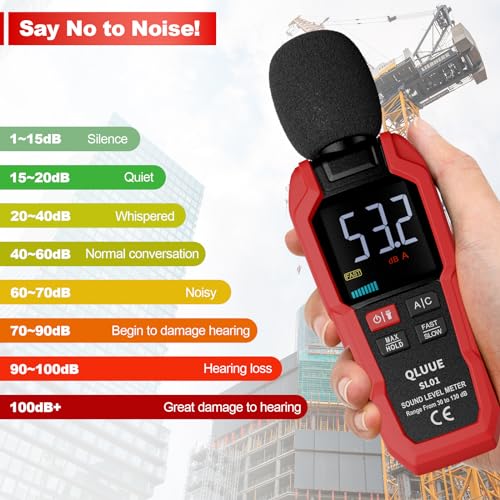 Sonomètre LCD 30-130 dB pondéré A/C avec affichage numérique clair - 3