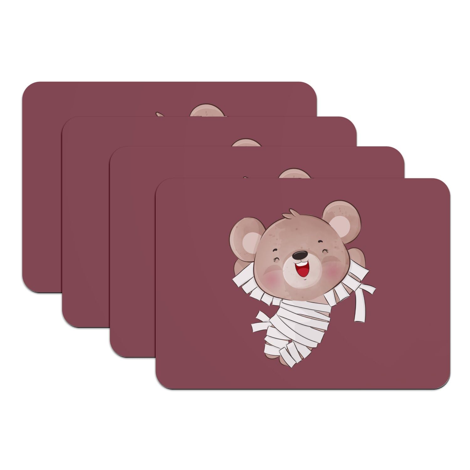 Sets de table caoutchouc rouge Mommie Ourson grand format 39.5x28.5 cm décoration Halloween