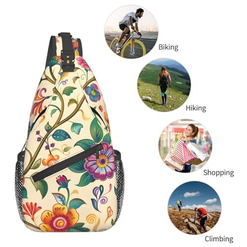Mochila bandolera Artistic Style Flowers para mujer y hombre miniatura 6