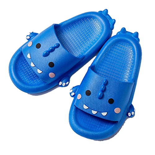 LJBOZ Pantoufles de Bain Enfants, 2-10 Ans Enfants Chaussures de Plage, Fond Doux Chaussons éTé pour Garcon et Filles, AntidéRapant Mignonnes Sandales de Piscine Plage(Size:28-29EU,Color:Bleu) Cover