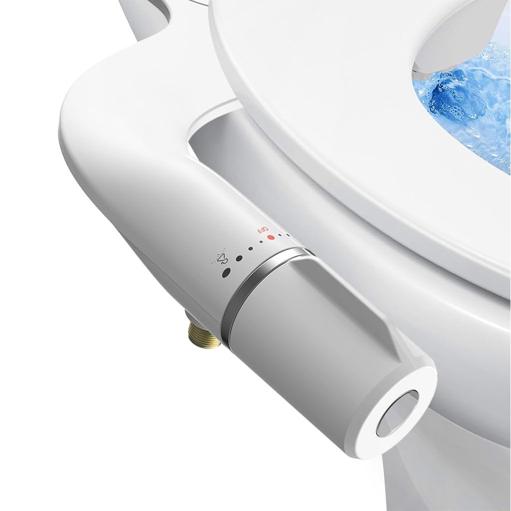 Hannea Jet Spray For Toilet Portable Ultra-Slim Bidet Spray With Dual Nozzles (Posterior/Feminine Wash) Adjustable Water Pressure, Non-Electric Bidet For Toilet Seat Attachment - Abs, Polished