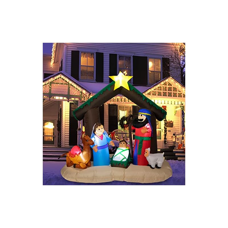 6 FT Christmas Inflatables Nativity Scene Decorations Outdoor Blow up