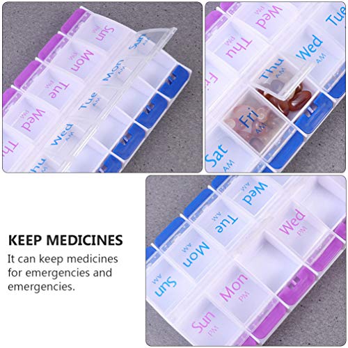 EXCEART 7 Dias Organizador Do Comprimido Semanal Botão 14 Compartimentos Duplo- Linha AM PM Pill Box
