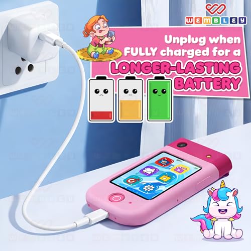Image of Wembley My First Smart Phone| Mini Toy Mobile for Kids Age 3+| Adorable, Educational & Fun | with Rotating Camera & Strong Battery| Perfect for Boys & Girls (Unicorn)