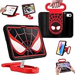 Compatible with ipad 10th Generation 10.9 Inch 2022/Air 6th Gen, Adjustable Portrait/Landscape Stand/Drop Proof with Handle,Kids Case for Compatible with iPad Air 11 Inch Case 2024 (Black Spider)