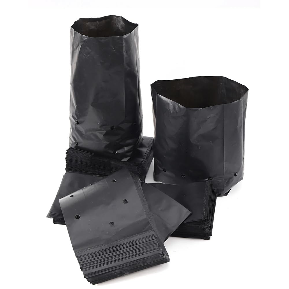 50/100 Pièces PE Sacs De Pépinière en Plastique Noir Plantation Croissance Poche Jardin Fleur Légumes Semis Culture Plantation Conteneur(100pcs,20x40cm)