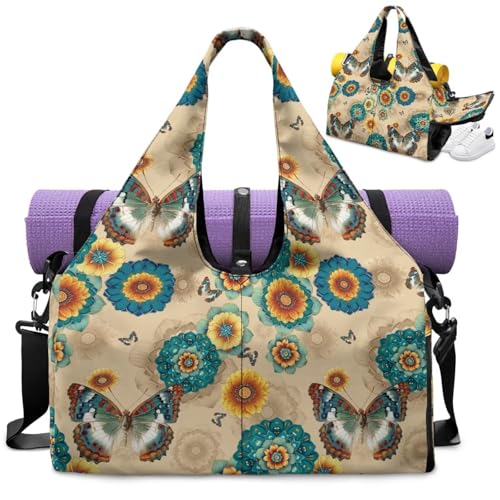 GLENLCWE Gym Bags for Women Waterproof Yoga Mat Bag with Shoe Compartments & Yoga Mat Holder Sports Bag Durable Sports Bags for Girls