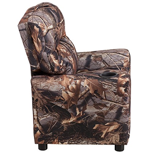 image for Flash Furniture Contemporary Camouflaged Fabric Kids Recliner with Cup