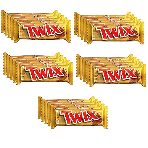 Image of Twix Caramel Cookie Chocolate Bar, Loaded with Soft Nougat, Chewy Caramel, & Crunchy Cookie, Premium Chocolate Pack for Sharing with Family & Friends, 50Gram, Pack of 25