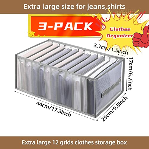Toshison Wardrobe Clothes Organizer, 12 Grids Closet Organizers And Storage, Dresser Drawer Organizers For Clothing,Pants Jeans Organizer,T-Shirts,Socks,Skirts,Jeans, Legging,Bra, Underwear For Closet #TOP1