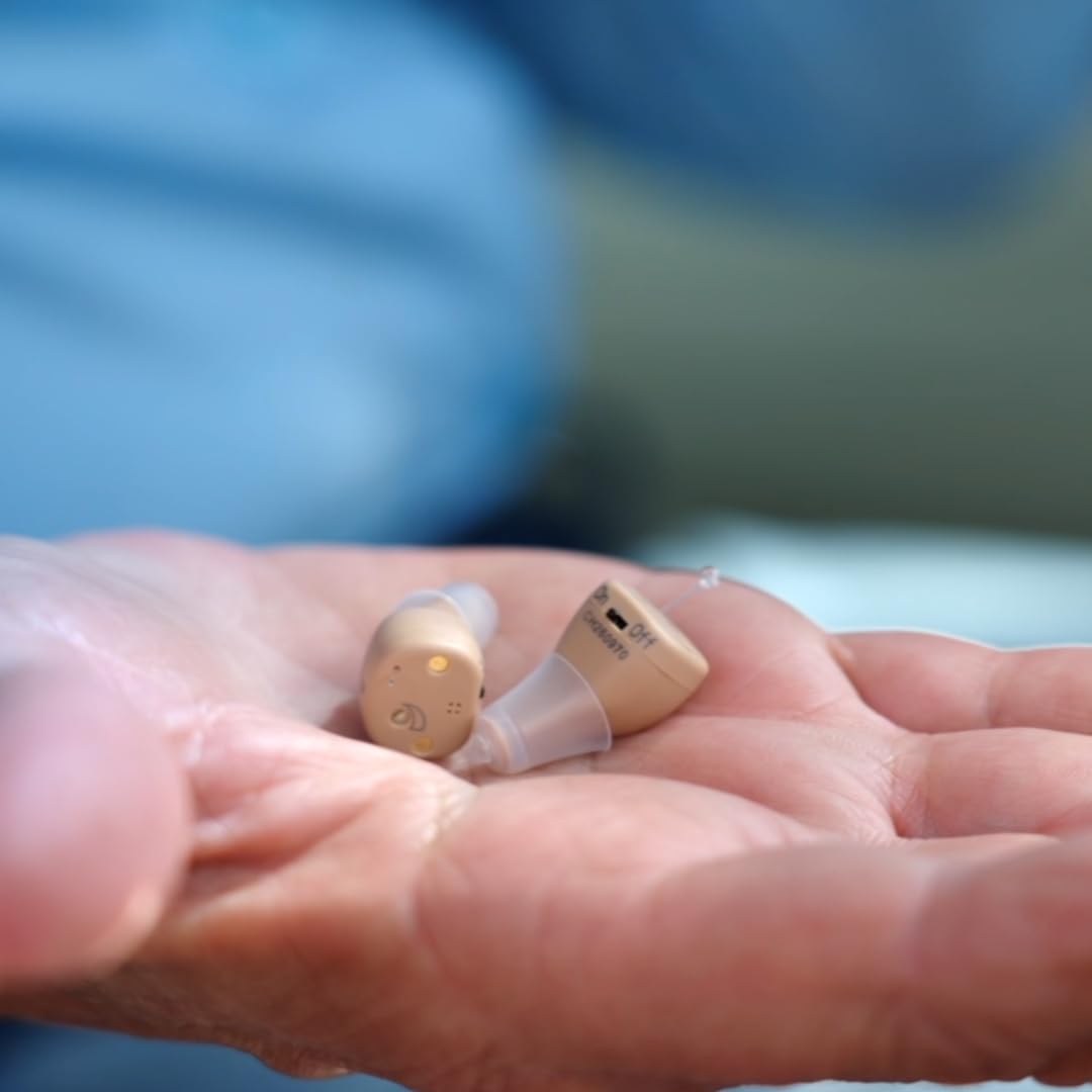 Sonorizon Hearing Soundverstärker, wiederaufladbares digitales In-Ear-Gerät mit adaptivem Sound-Boost, 20-Stunden-Akku, fast unsichtbare Hörverstärkungsknospen für Erwachsene und Senioren