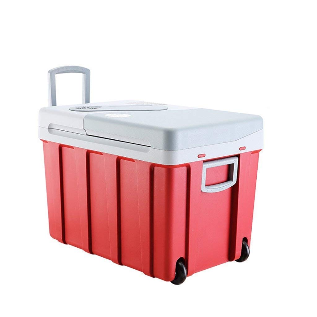 FBITE Mini Nevera portátil de 40 l con Ruedas para Coche, 12 V, 240 V, portátil, eléctrica, Nevera con congelador de Alta refrigeración con asa de Bloqueo automático