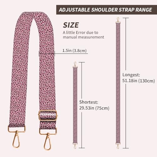 Image of Purse Strap Replacement Crossbody, 3.8cm Wide Shoulder Strap Adjustable Replacement Belt Gold Buckle