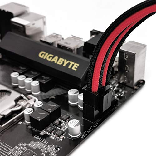 EZDIY-FAB EPS 8 Pin Femmina a CPU 8 Pin (4+4) ATX 4 Pin Maschio Alimentatore Convertitore di Alimentazione 4 Pin Cavo di Prolunga per Scheda Madre 11.8 Pollici (30 cm)-Nero Rossa