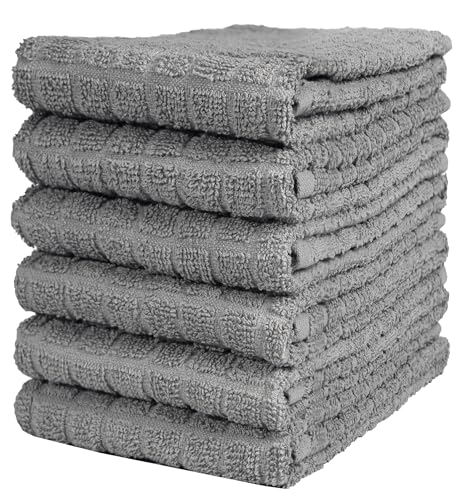 Image of Bumble Kitchen Towels (6 Pack) | 16 inch x 28 inch | 100% Cotton Kitchen Towels | 385 GSM | Soft, Highly Absorbent & Durable Dish Towels for Kitchen | Gray