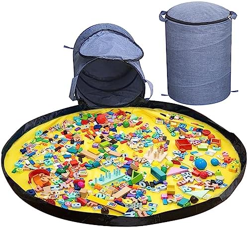 YUTBES Toy Box and Game Pad,Kids Toy Storage Organizer,Toy Storage Basket With Lid,Suitable for Toys With Building Blocks Building Materials or Other Similar Styles – blue