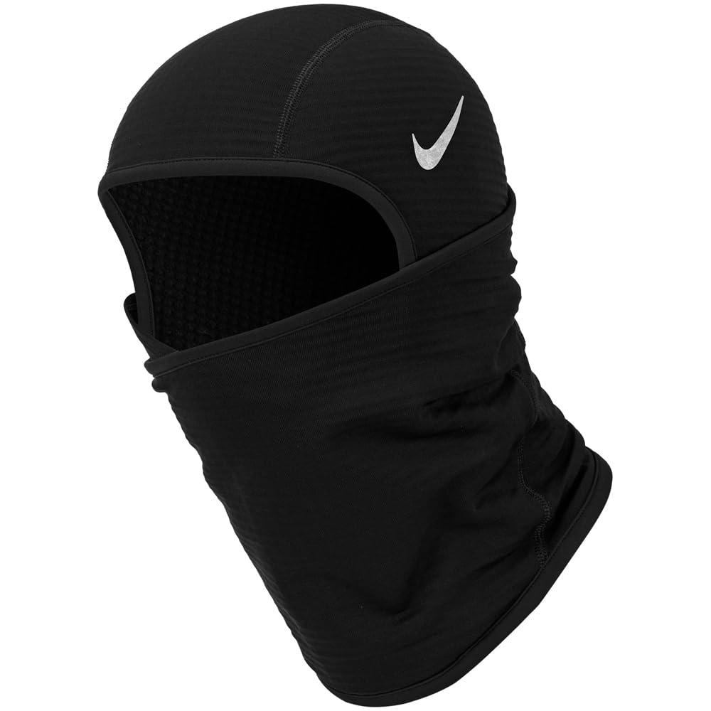 Nike Therma-Fit Sphere Hood 5.0 Balaclava Hood Winter Running Outdoor Training Sports Neck Warmer, Black/Silver, One Size