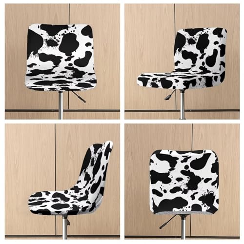 Image of Cow Scrawl Bar Stool Seat Covers Waterproof Elastic Height Mid Low Back Chair Protector Stain Resistant Bar Stool Covers with Backs Set of 2
