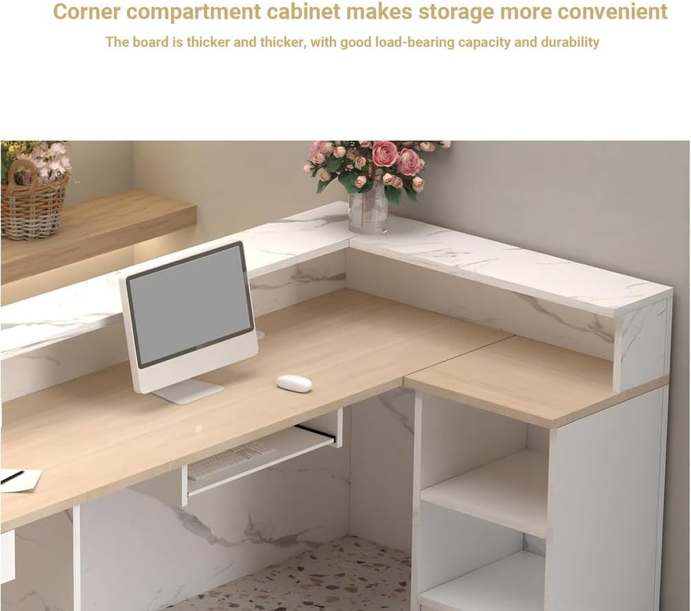 Simple Reception Desk with Locking Drawer,Professional Bar Counter for Restaurant,Clothing Store, Beauty Salon,Keyboard Tray & Thickened Top for Cashier Table & Supermarket Shelves,Beige,160c