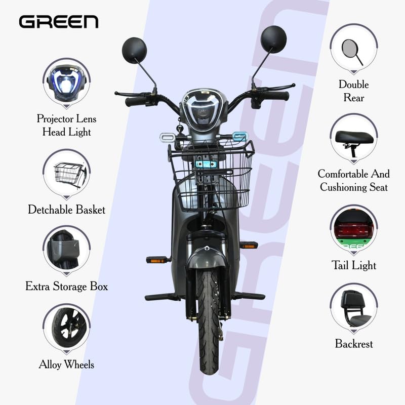 Image of Green Udaan Low Speed Electric Scooter Non RTO with Portable Charger (Grey, Udaan 30 KM)
