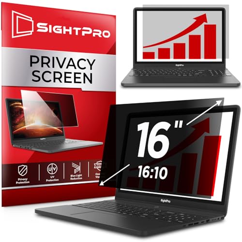 SightPro 16 Inch 16:10 Laptop Privacy Screen Filter - Computer Monitor Privacy Shield and Protector - High Clarity