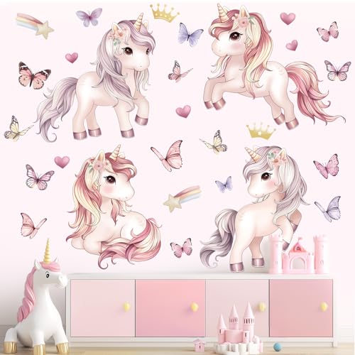 wondever Vinilos Decorativos Unicornio Mariposa Rosa miniatura 3